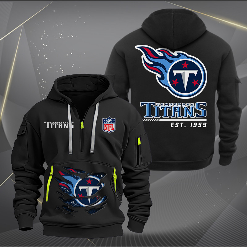Buildercar - Tennessee Titans Monster Scratch 2 Logo NFL Quarter Zip Hoodie