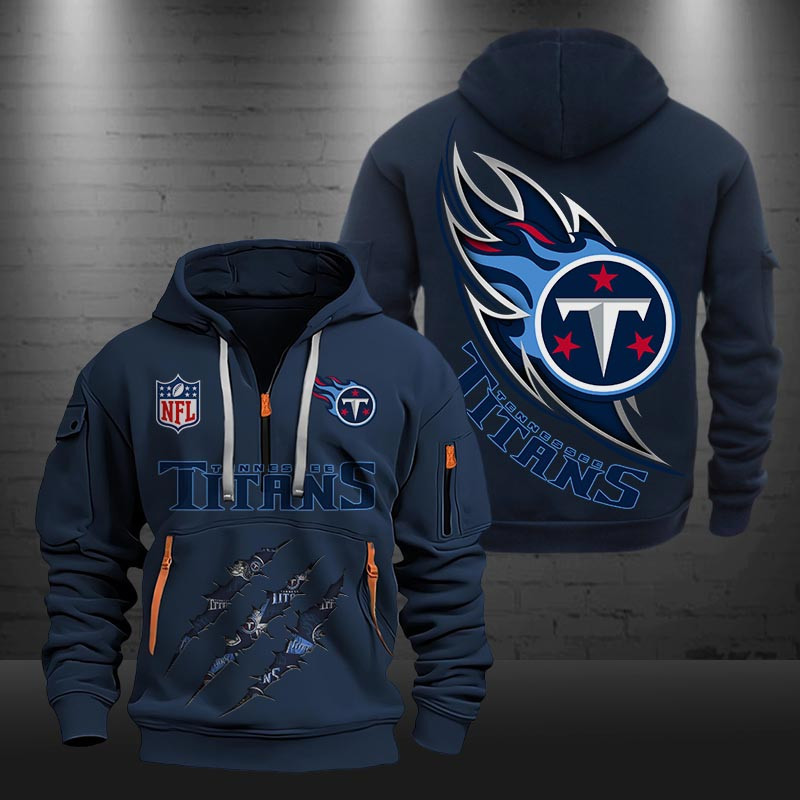 Buildercar - Tennessee Titans Monster Scratch Logo NFL Quarter Zip Hoodie