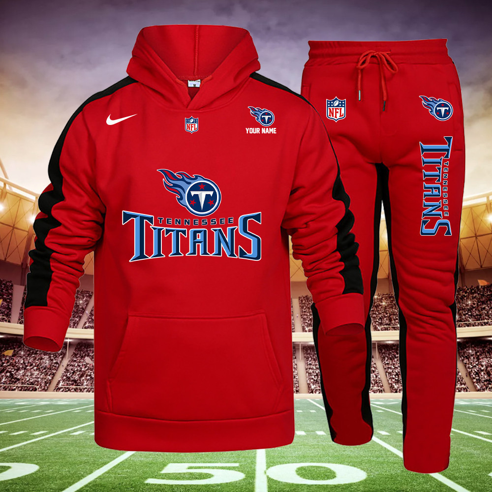 Buildercar - Tennessee Titans NFL Team Sport Red Hoodie Sweatpant Tracksuit