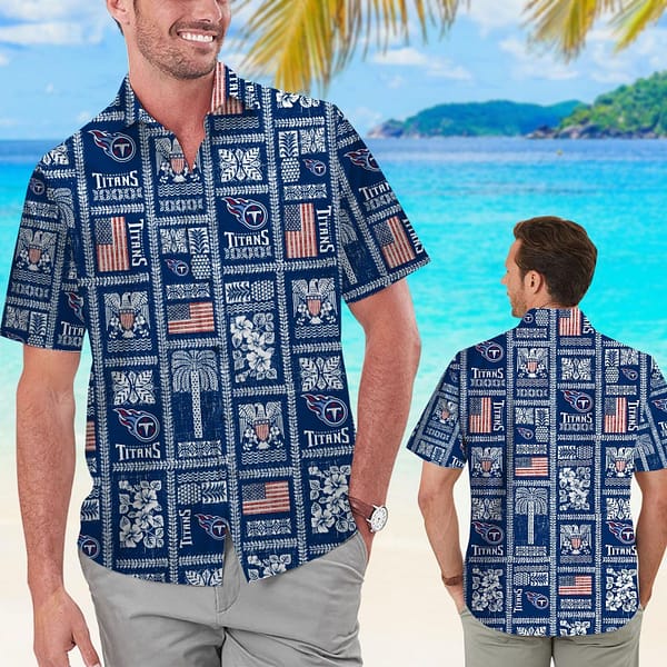 Buildercar - Tennessee Titans Square Pattern NFL Football Team Hawaiian Shirt