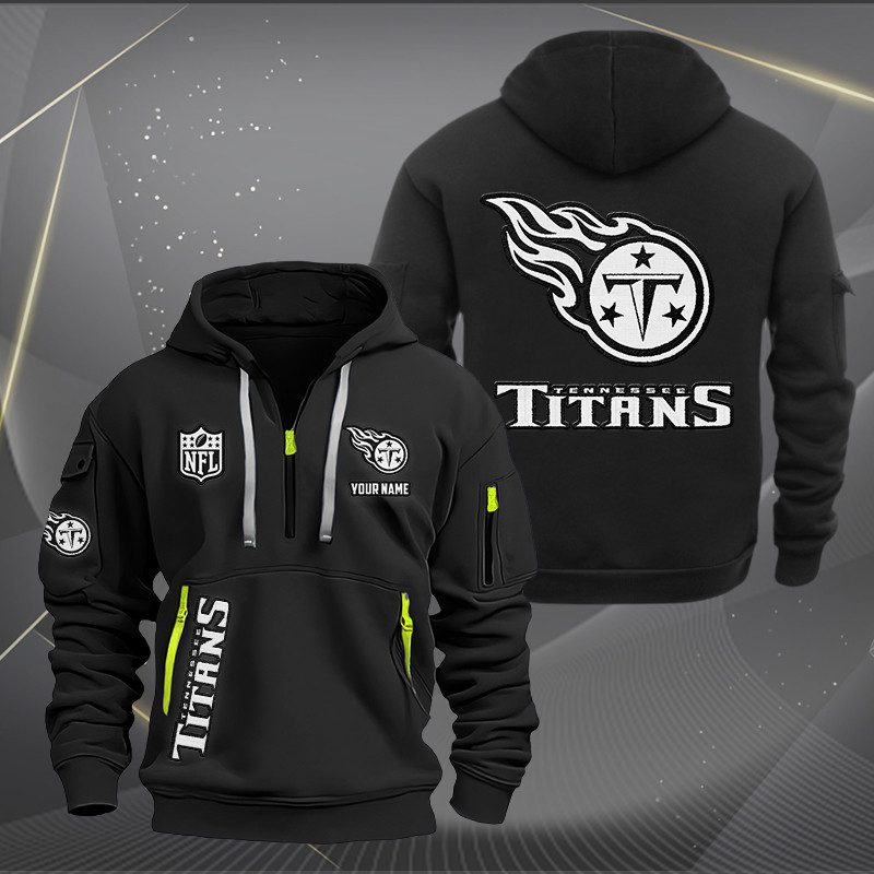 Buildercar - Tennessee Titans White Logo NFL Quarter Zip Hoodie