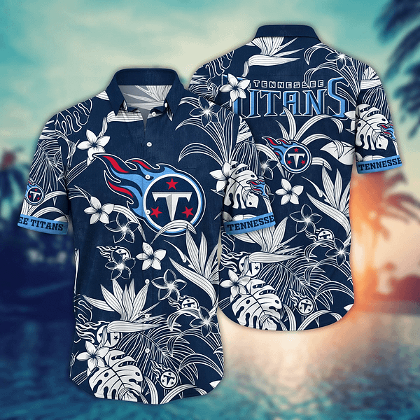 Buildercar - Tennessee Titans White Tropical leaf NFL Football Team Hawaiian Shirt