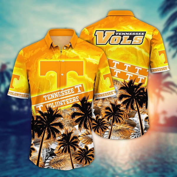 Buildercar - Tennessee Volunteers Black Palm Tree Aloha Hawaiian Shirt