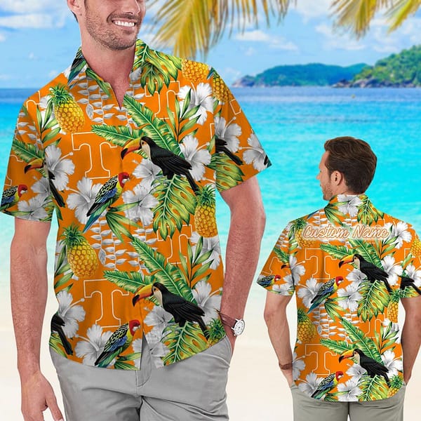 Buildercar - Tennessee Volunteers Tropical Parrot Hawaiian Shirt