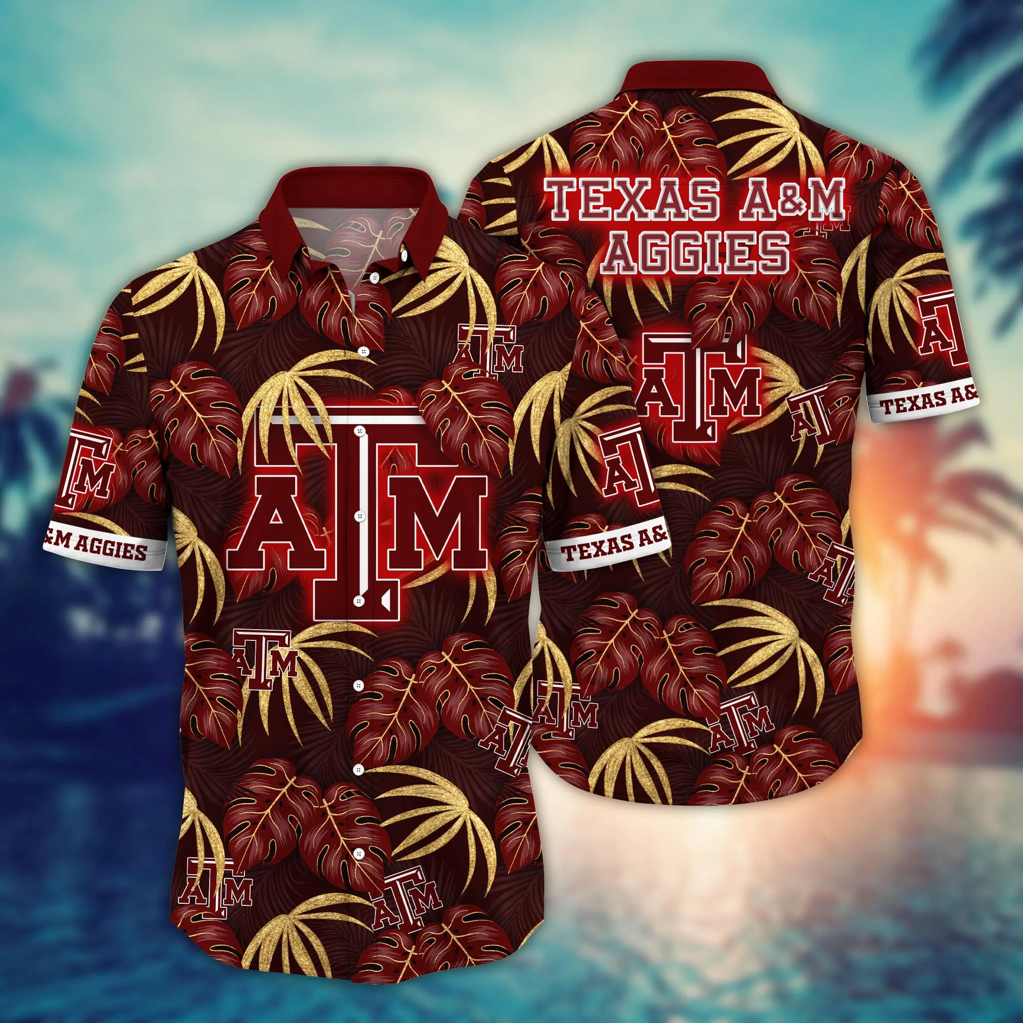 Buildercar - Texas A&M Aggies Tropical Leaf Hawaiian Shirt