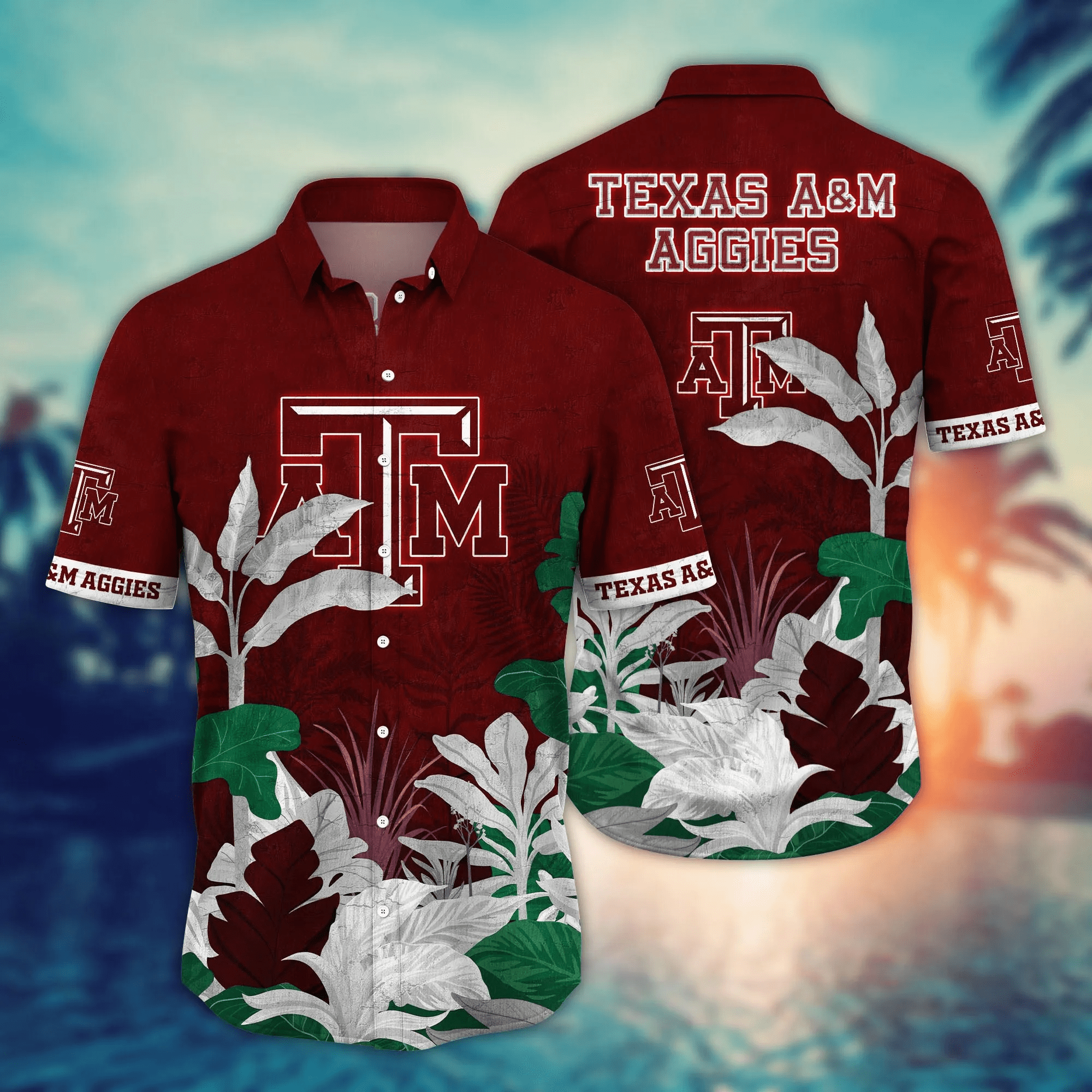 Buildercar - Texas A&M Aggies Tropical Leaf Jungle Hawaiian Shirt