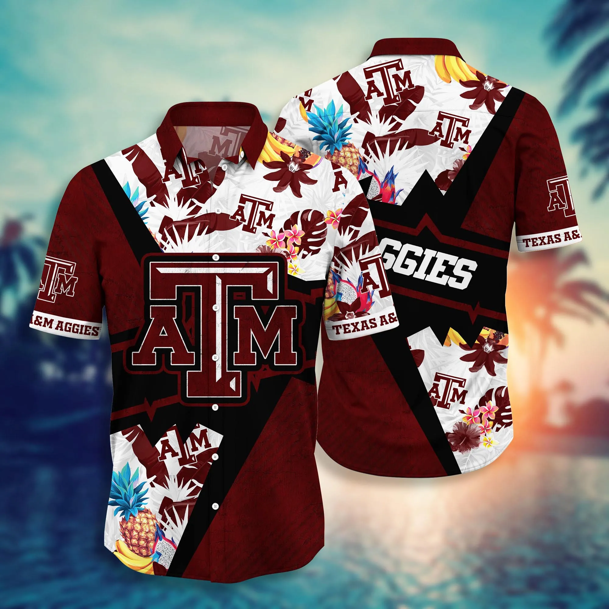 Buildercar - Texas A&M Aggies Tropical Pineapple Hawaiian Shirt