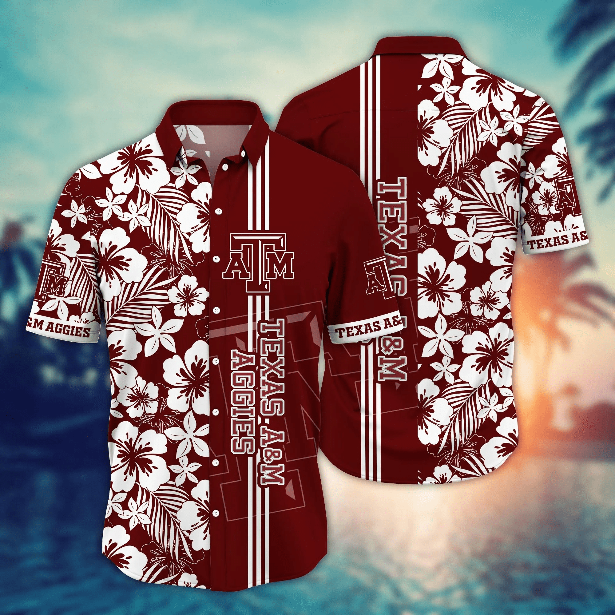 Buildercar - Texas A&M Aggies White Blossom Aloha Hawaiian Shirt