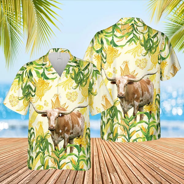 Buildercar - Texas Longhorns Cows And Corn Hawaiian Shirt