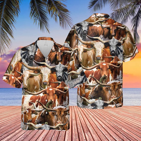 Buildercar - Texas Longhorns Cows Funny Hawaiian Shirt