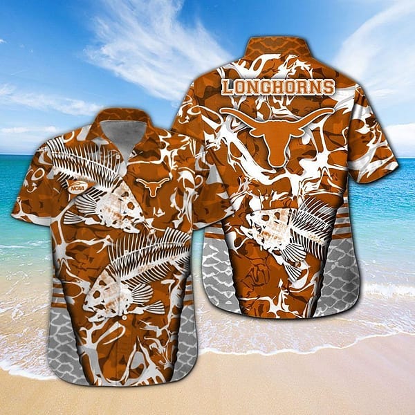 Buildercar - Texas Longhorns Fish Bone Hawaiian Shirt