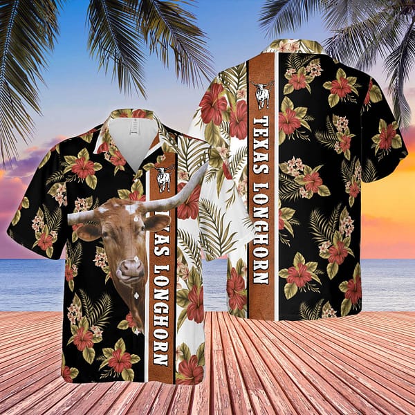 Buildercar - Texas Longhorns Funy Cows Floral Hawaiian Shirt