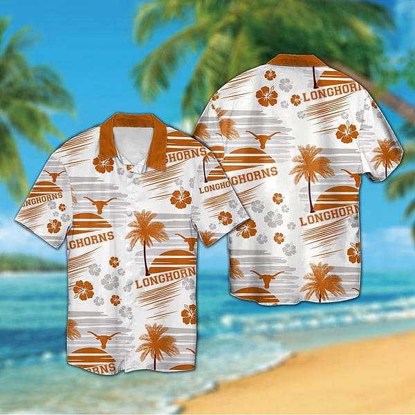 Buildercar - Texas Longhorns Palm Tree Island Hawaiian Shirt