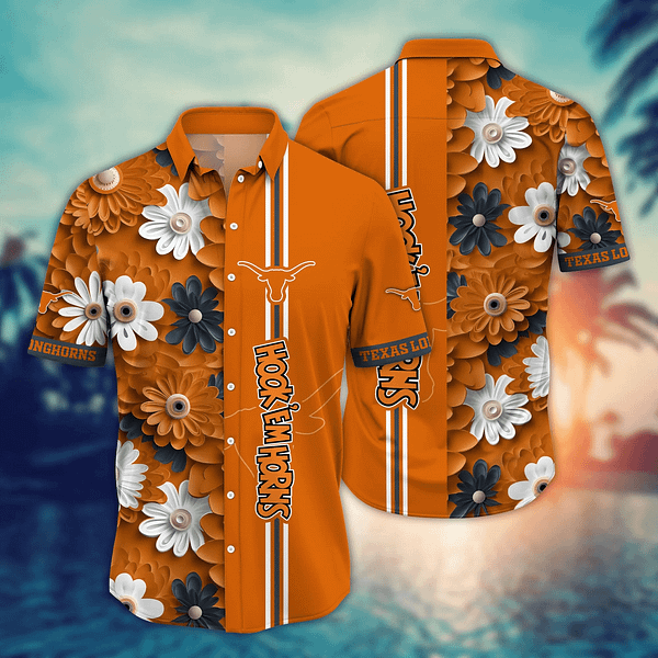 Buildercar - Texas Longhorns Tropical Floral Hawaiian Shirt