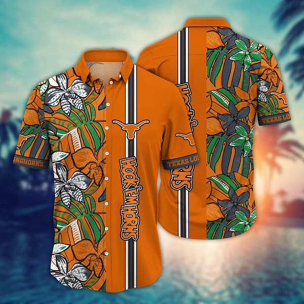 Buildercar - Texas Longhorns Tropical Leafs Hawaiian Shirt