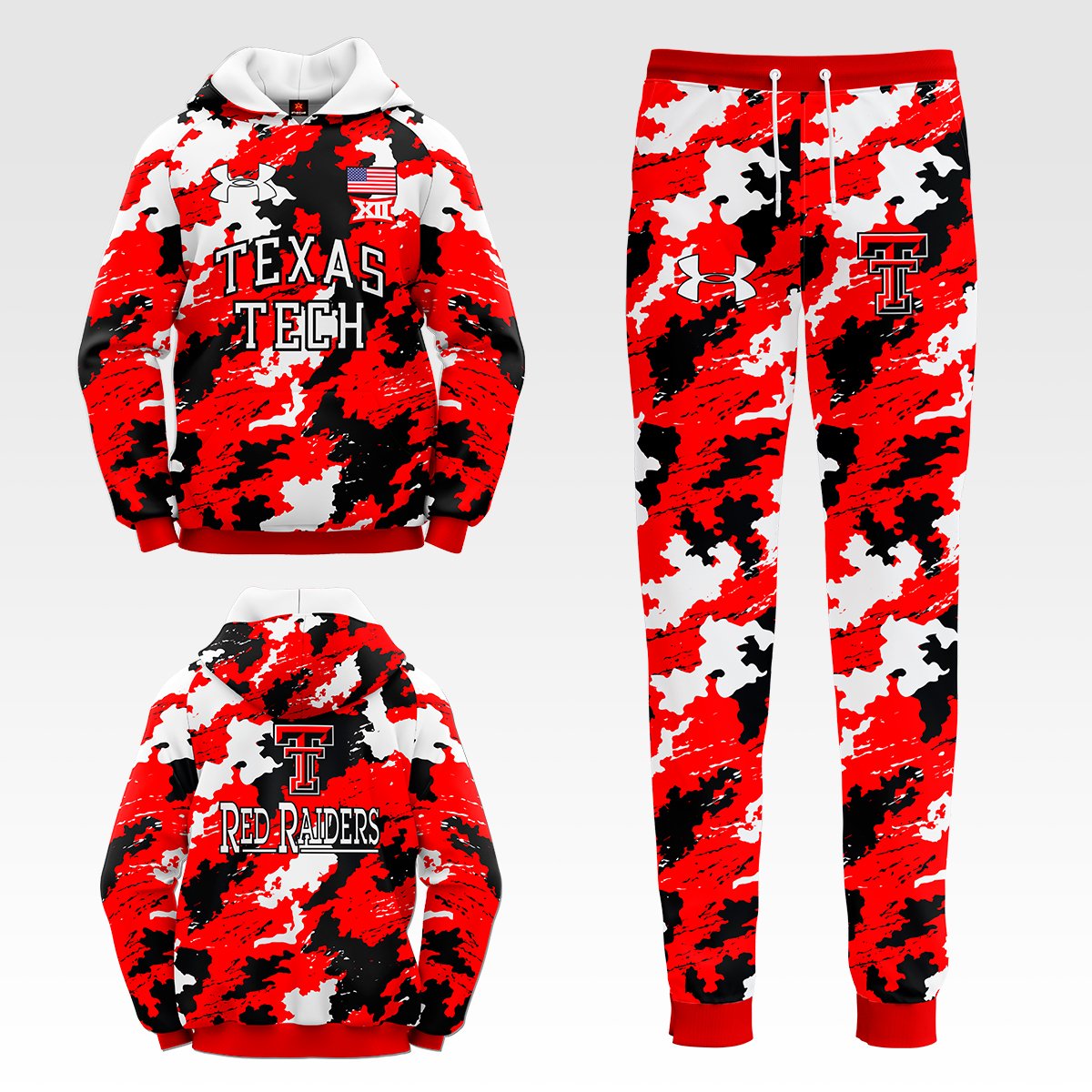 Buildercar - Texas Tech Red Raiders NCAA Football Team Camouflag Sport Hoodie Tracksuit