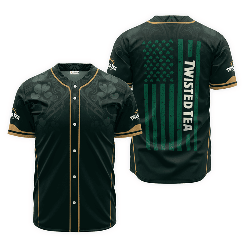 Buildercar - Twisted Tea St. Patrick's Day American Flag Baseball Jersey