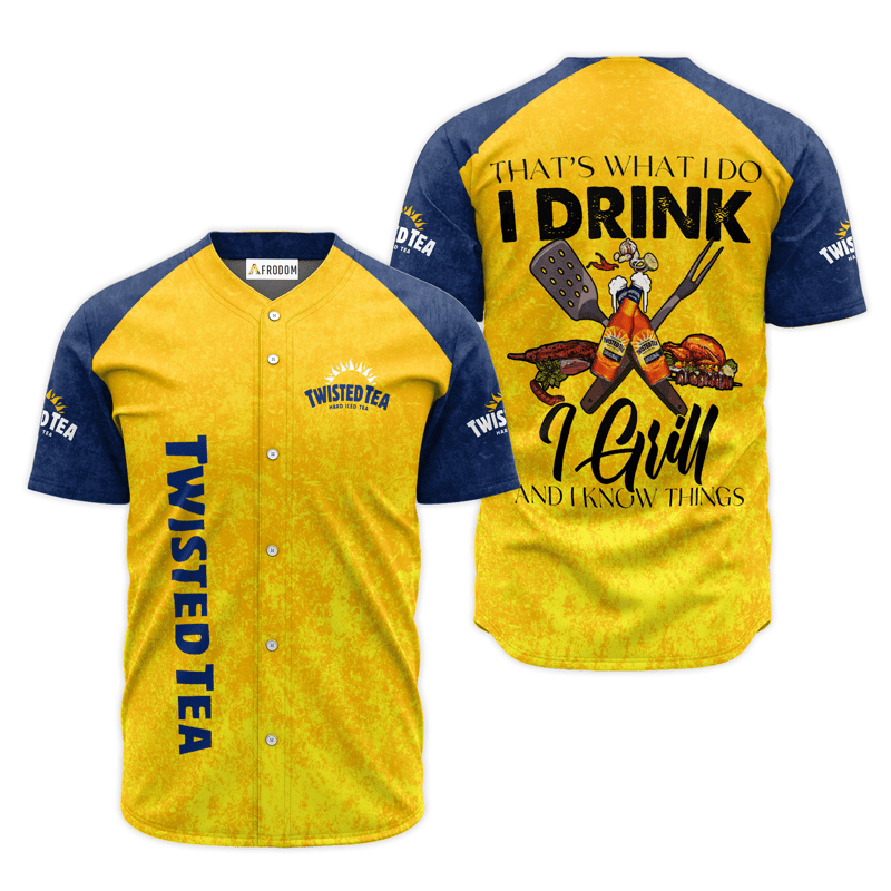 Buildercar - Twisted Tea Yellow I Drink I Grill Baseball Jersey