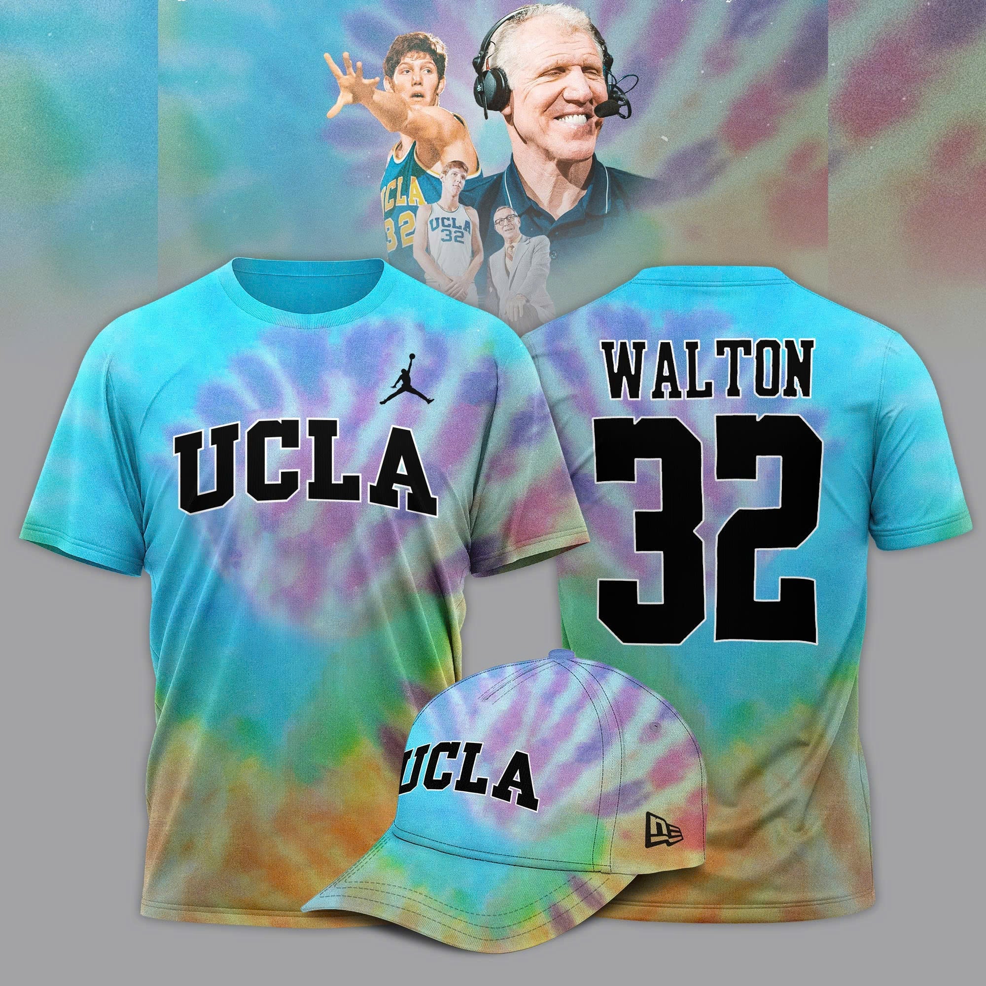 Buildercar - Ucla Men Basketball 32 Tie-dye 4 Bill Walton T-Shirt Hoodie Suit