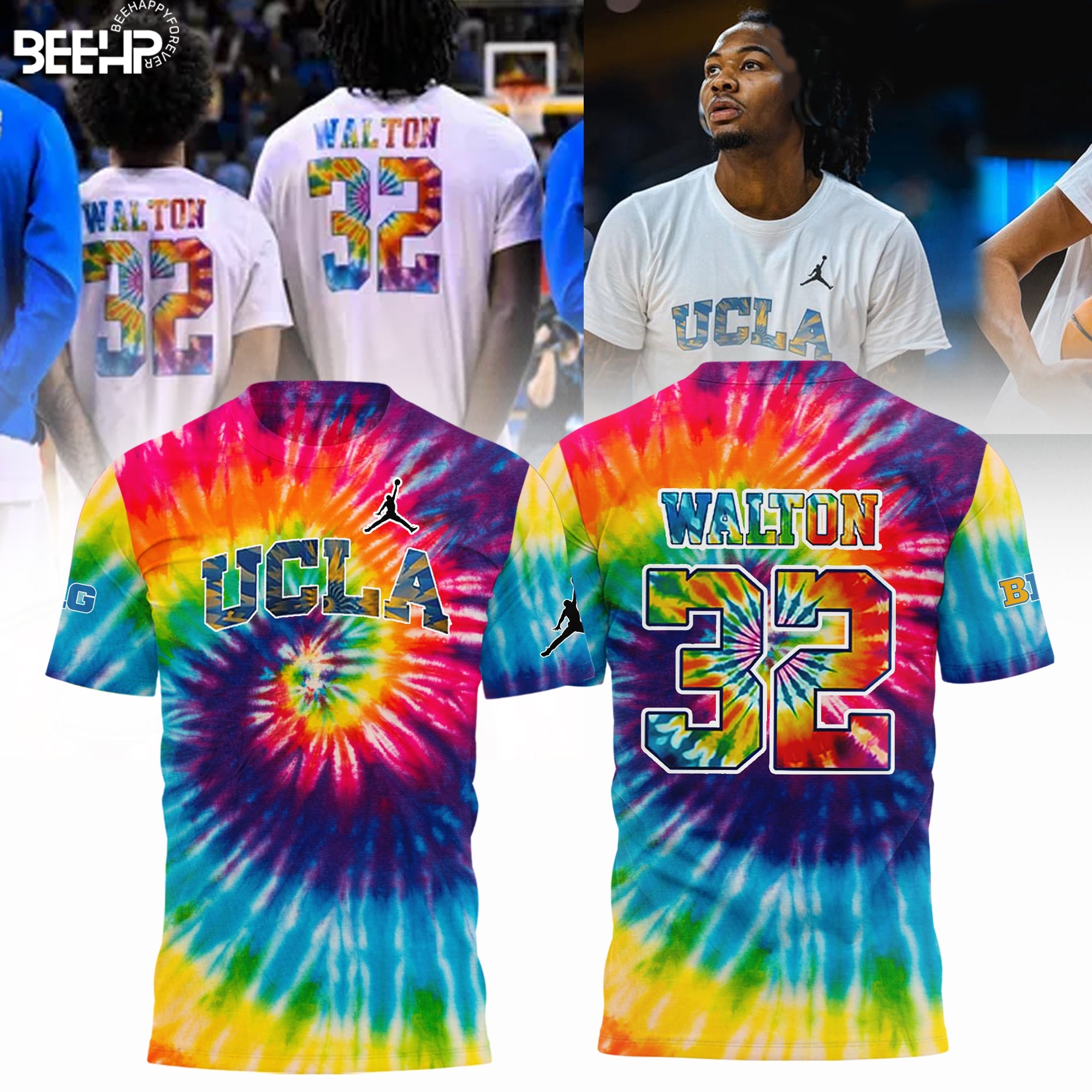 Buildercar - Ucla Men Basketball 32 Tie-dye Bill Walton T-Shirt Hoodie Suit