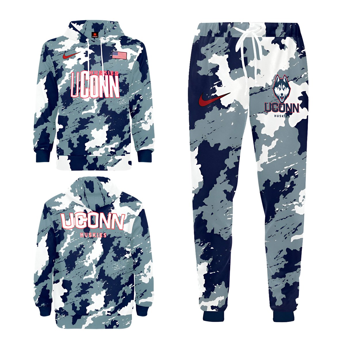 Buildercar - UConn Huskies NCAA Football Team Camouflag Sport Hoodie Tracksuit