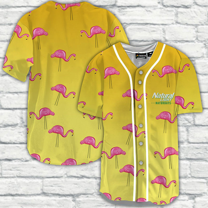 Buildercar - Unique Pink Flamingo Natural Light Naturdays Baseball Jersey