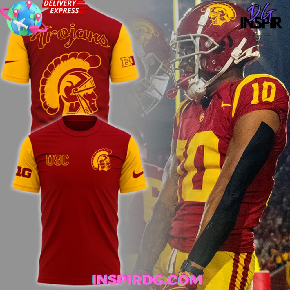Buildercar - USC Trojans Big Ten 2025 Red Gold NHL T-shirt
