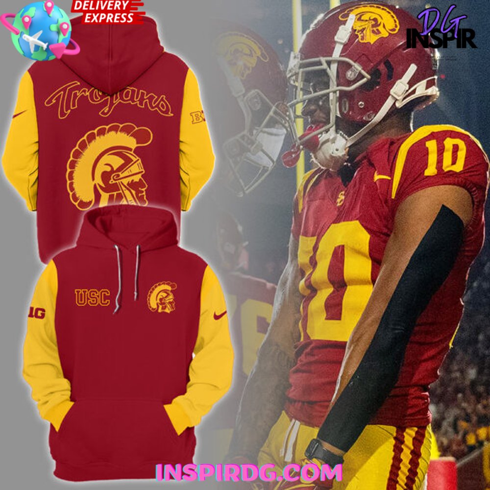 Buildercar - USC Trojans Big Ten 2025 Red Gold Sweatshirt Hoodie