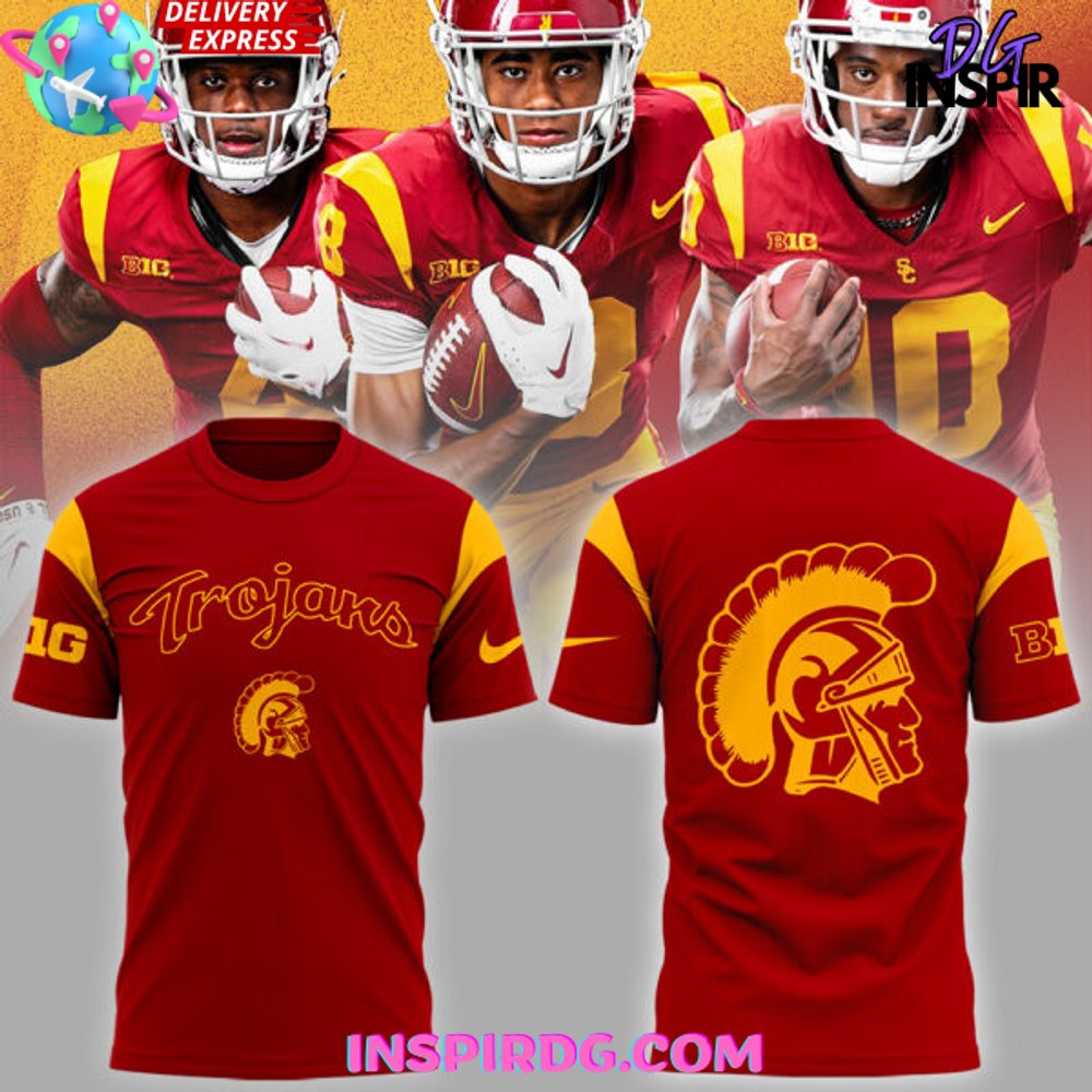 Buildercar - USC Trojans Big Ten 2025 Red NHL T-shirt