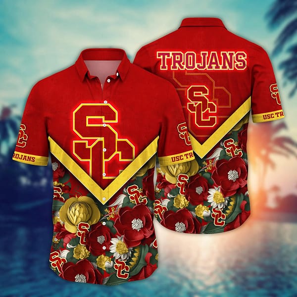 Buildercar - USC Trojans Flowered Aloha Hawaiian Shirt