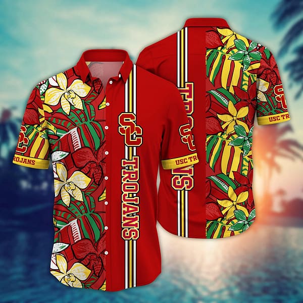 Buildercar - USC Trojans Tropical Floral Hawaiian Shirt