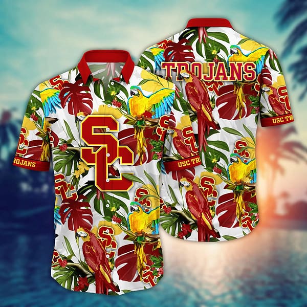 Buildercar - USC Trojans Tropical Parrot Hawaiian Shirt