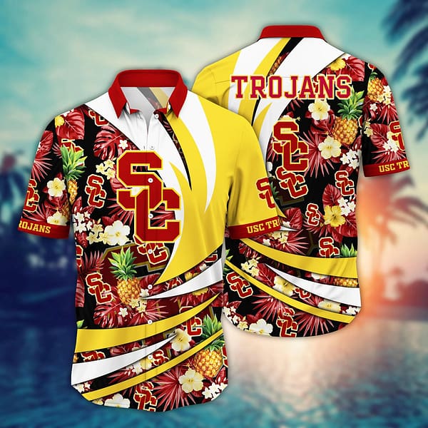 Buildercar - USC Trojans Tropical Pineapple Flowers Hawaiian Shirt