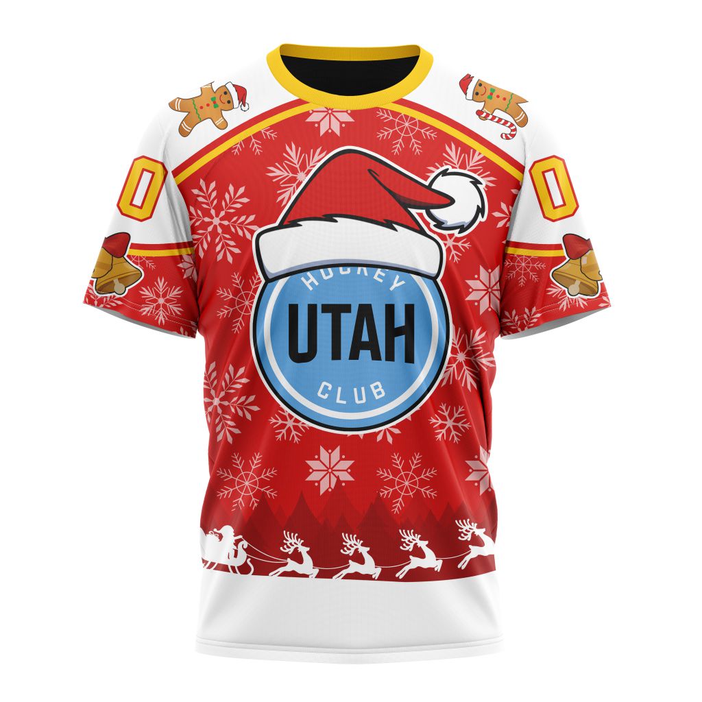 Buildercar - Utah Hockey Club Special Merry Christmas Design 02 Personalized Name And Number T-Shirt