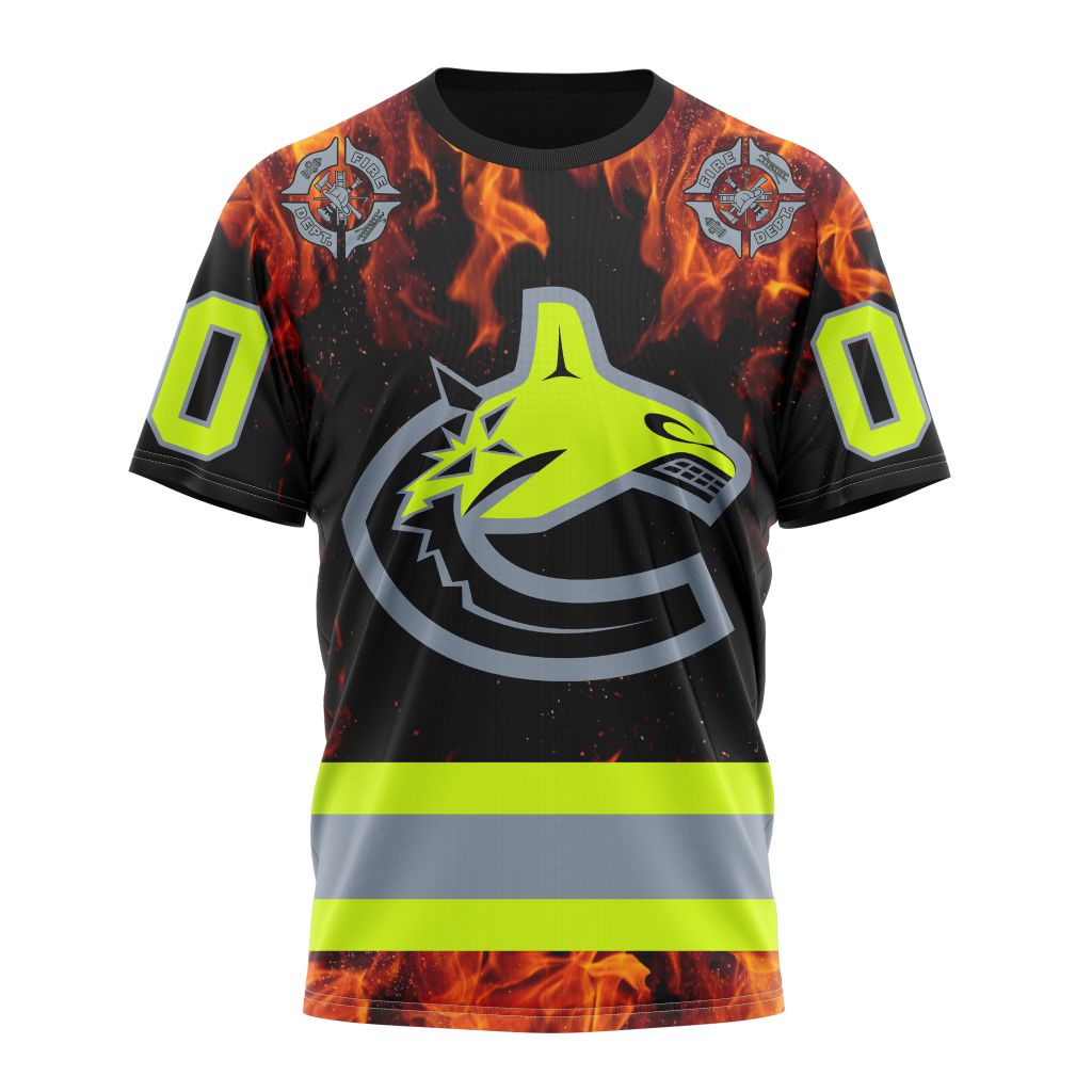 Buildercar - Vancouver Canucks Honoring Firefighters 01 Personalized Name And Number T-Shirt