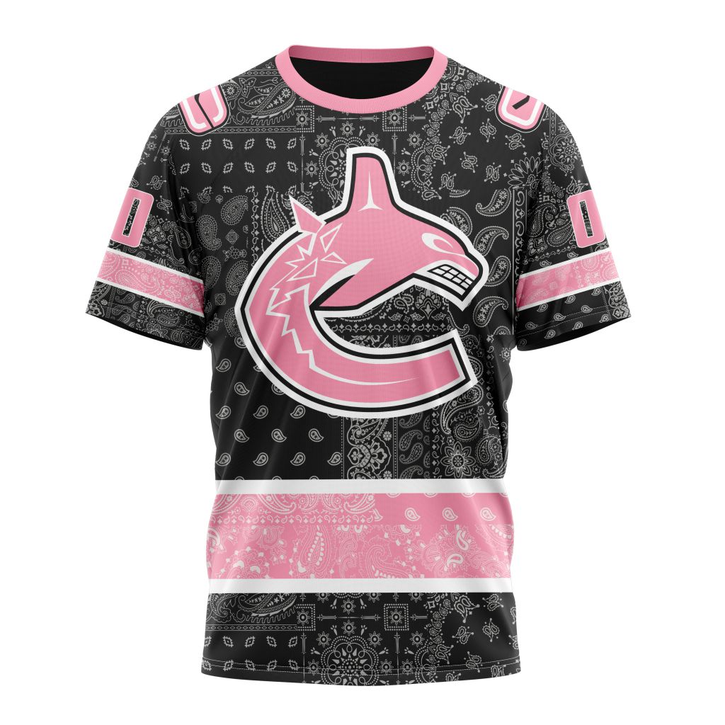Buildercar - Vancouver Canucks Special Pink Paisley Design 01 Personalized Name And Number T-Shirt