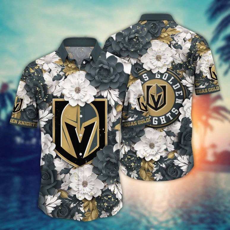 Buildercar - Vegas Golden Knights Floral Prestige Hawaiian Shirt