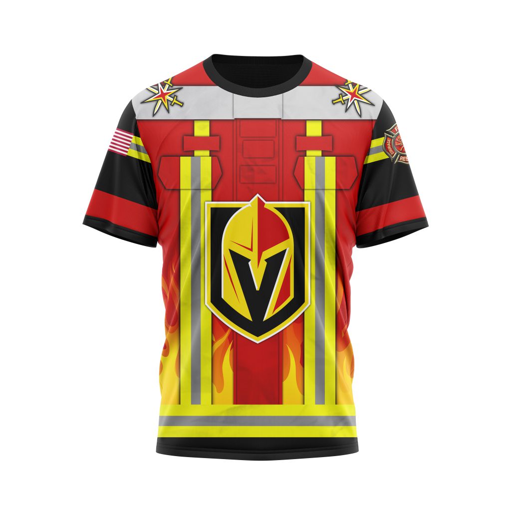 Buildercar - Vegas Golden Knights Honnor Firefighter Uniform Personalized Name And Number T-Shirt