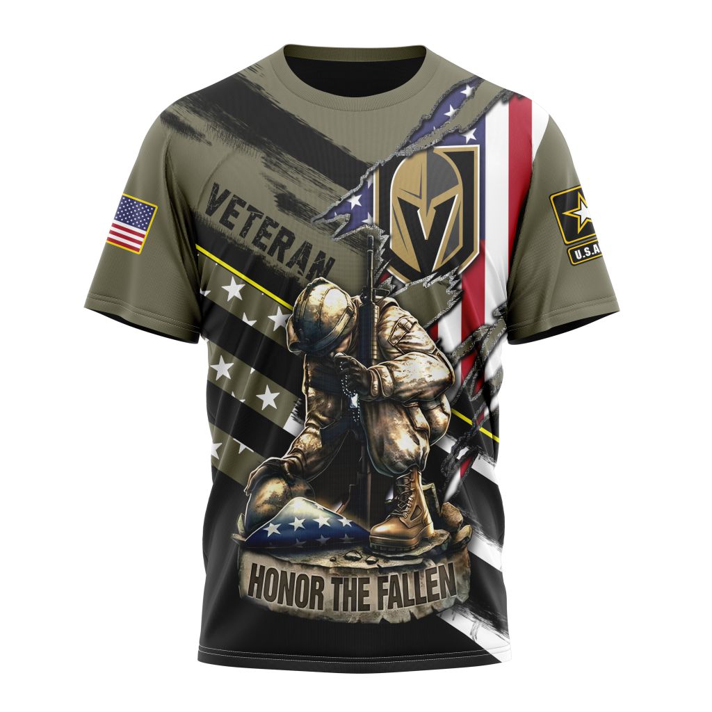 Buildercar - Vegas Golden Knights Honor Veterans And Their Families Personalized Name And Number T-Shirt