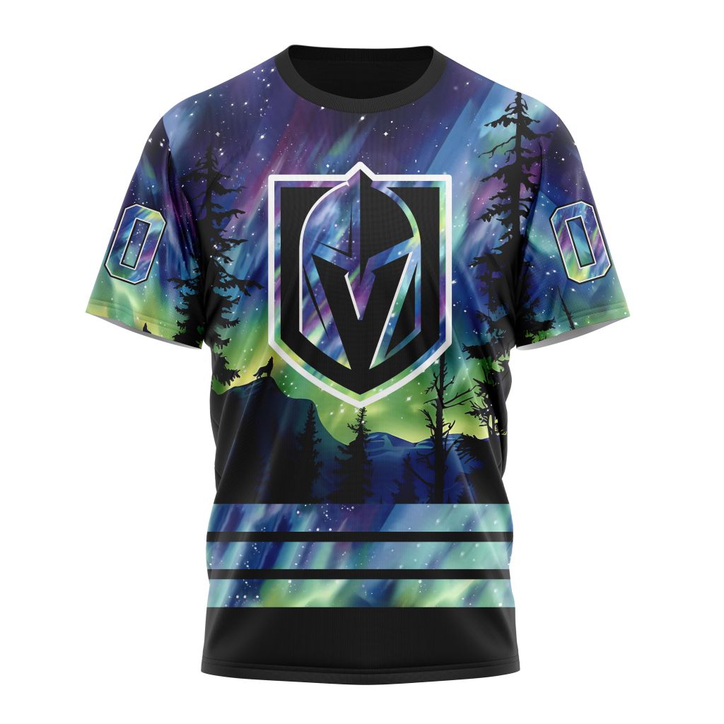 Buildercar - Vegas Golden Knights Special Design With Northern Lights Style 401 NHL T-shirt