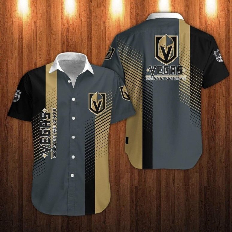 Buildercar - Vegas Golden Knights Striped Elegance Hawaiian Shirt