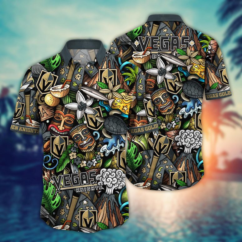 Buildercar - Vegas Golden Knights Tiki Adventure Hawaiian Shirt
