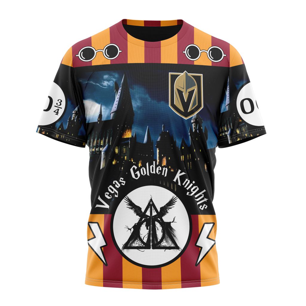 Buildercar - Vegas Golden Knights With Harry Potter Theme Personalized Name And Number T-Shirt
