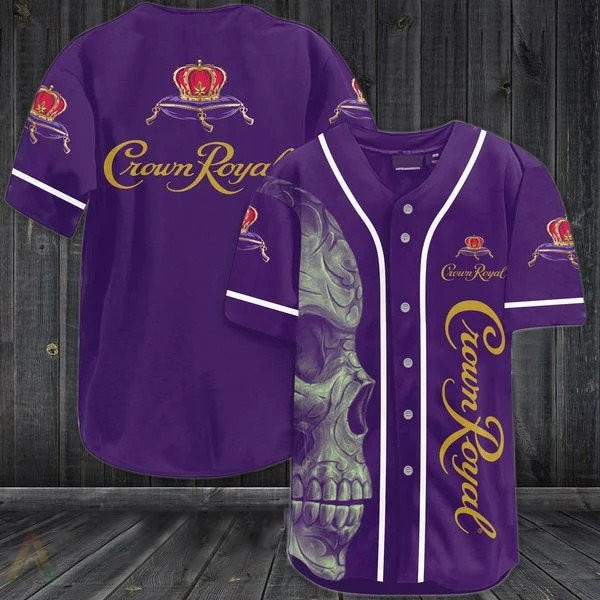 Buildercar - Vintage Purple Skull Crown Royal Baseball Jersey