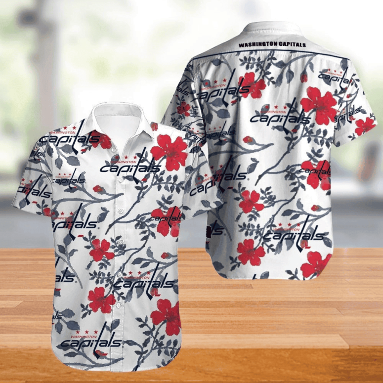 Buildercar - Washington Capitals Floral Elegance Hawaiian Shirt