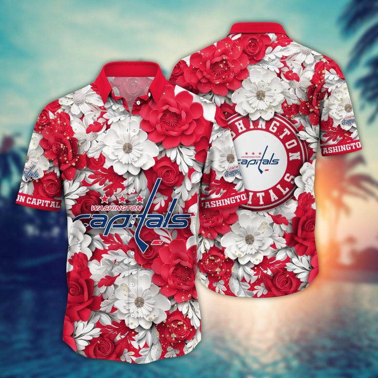 Buildercar - Washington Capitals Floral Majesty Hawaiian Shirt