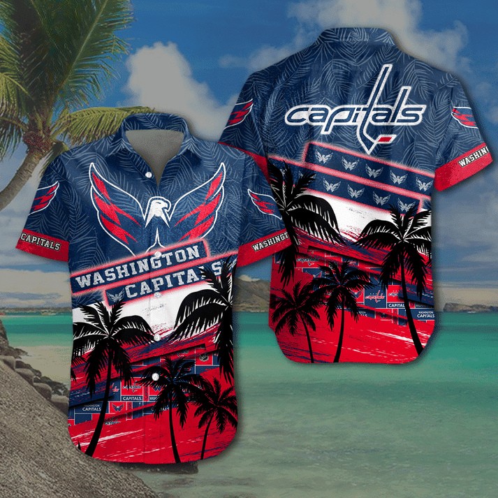 Buildercar - Washington Capitals Palm Sunset Hawaiian Shirt