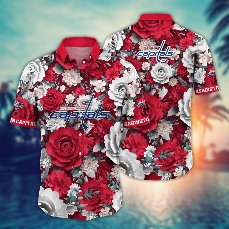 Buildercar - Washington Capitals Rose Elegance Hawaiian Shirt