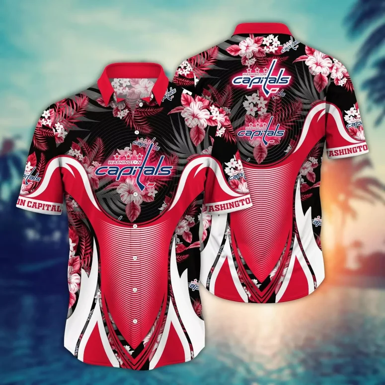 Buildercar - Washington Capitals Tropical Wave Hawaiian Shirt