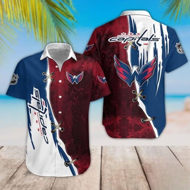 Buildercar - Washington Capitals Vintage Lace-Up Hawaiian Shirt